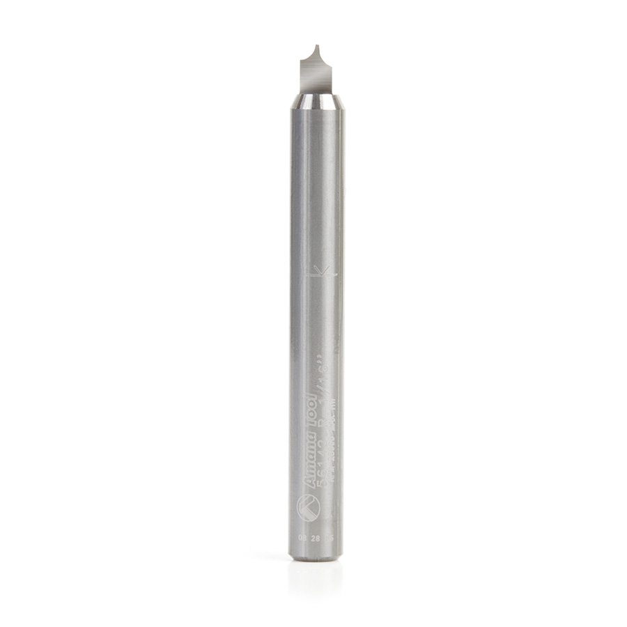 Amana 56142 Solid Carbide Point Cutting Roundover 1/16 Radius x 9/64 Dia x 7/32 x 1/4 Shank Router Bit