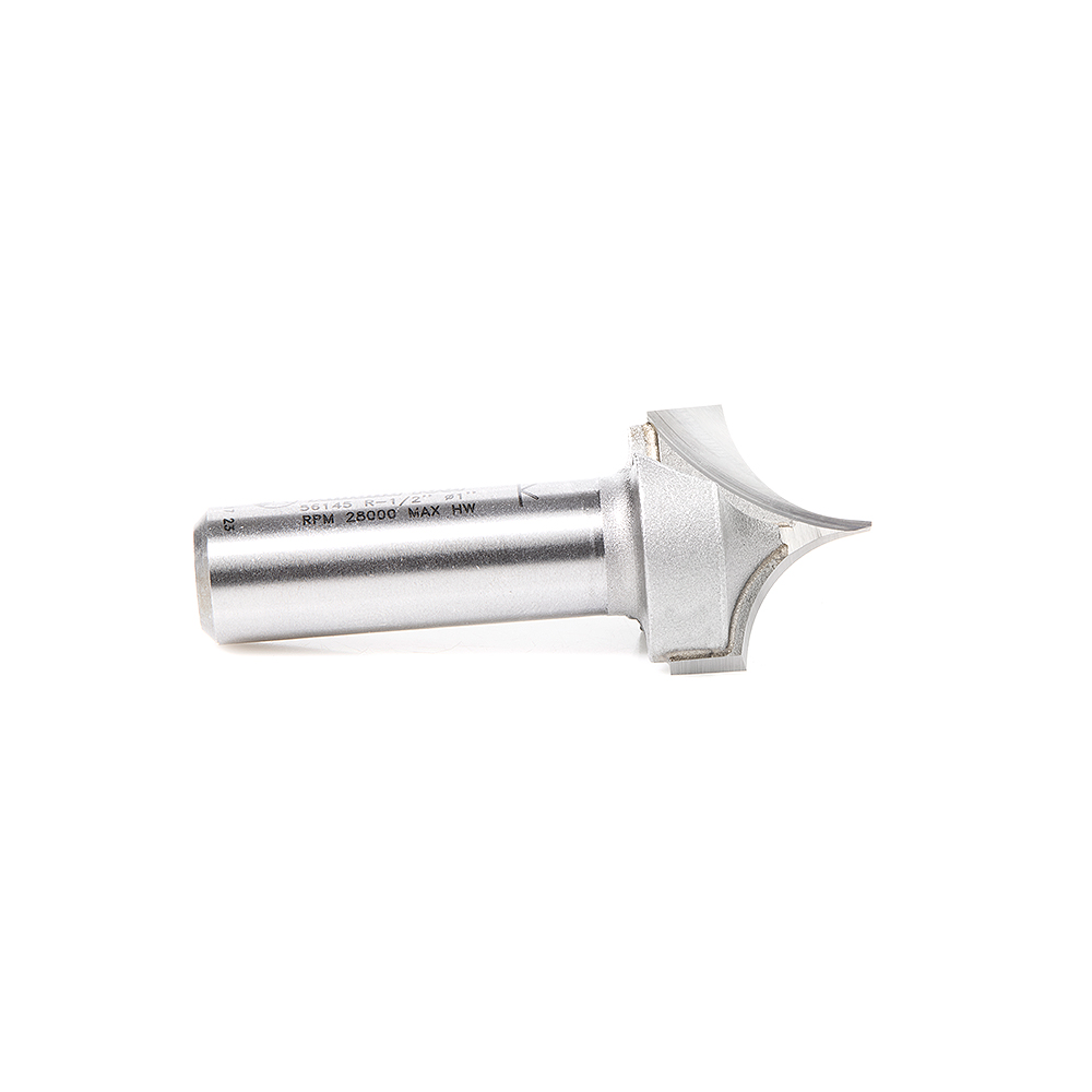 Amana 56145 Carbide Tipped Point Cutting Roundover 1/2 Radius x 1 Dia x 3/4 x 1/2 Shank Router Bit