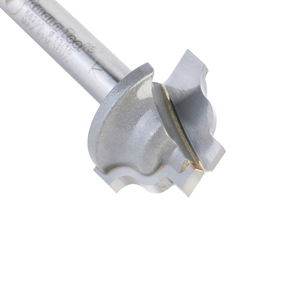 Amana 56200 Carbide Tipped Plunging Ogee Stile 1/8 Radius x 13/16 Dia x 33/64 x 1/4 Inch Shank
