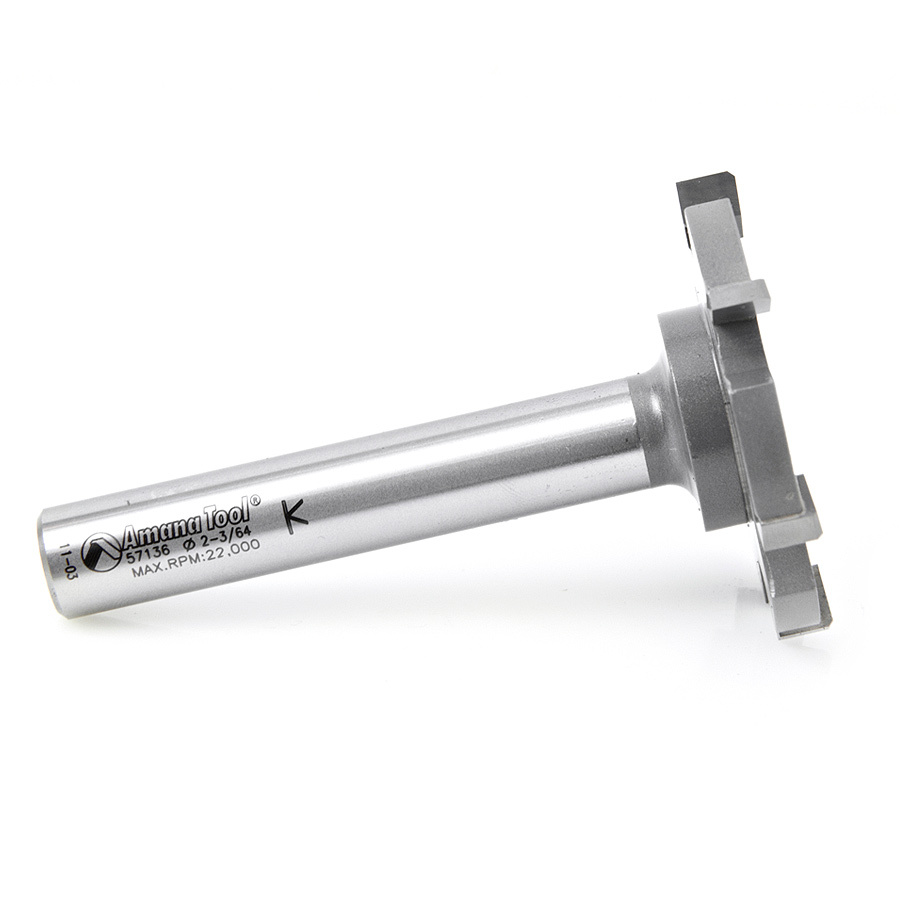 Amana 57136 Carbide Tipped Countertop Trim 6 Wing Solid Surface 2-1/16 Dia x 1/4 x 1/2 Inch Shank