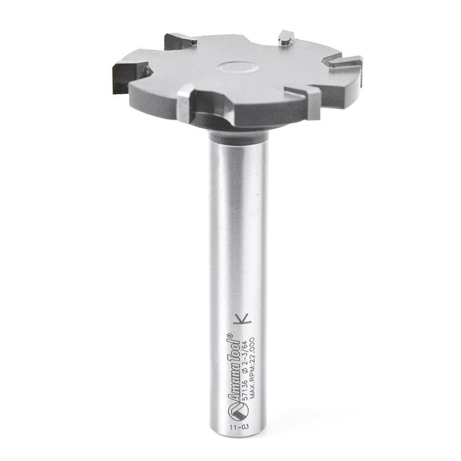 Amana 57136 Carbide Tipped Countertop Trim 6 Wing Solid Surface 2-1/16 Dia x 1/4 x 1/2 Inch Shank