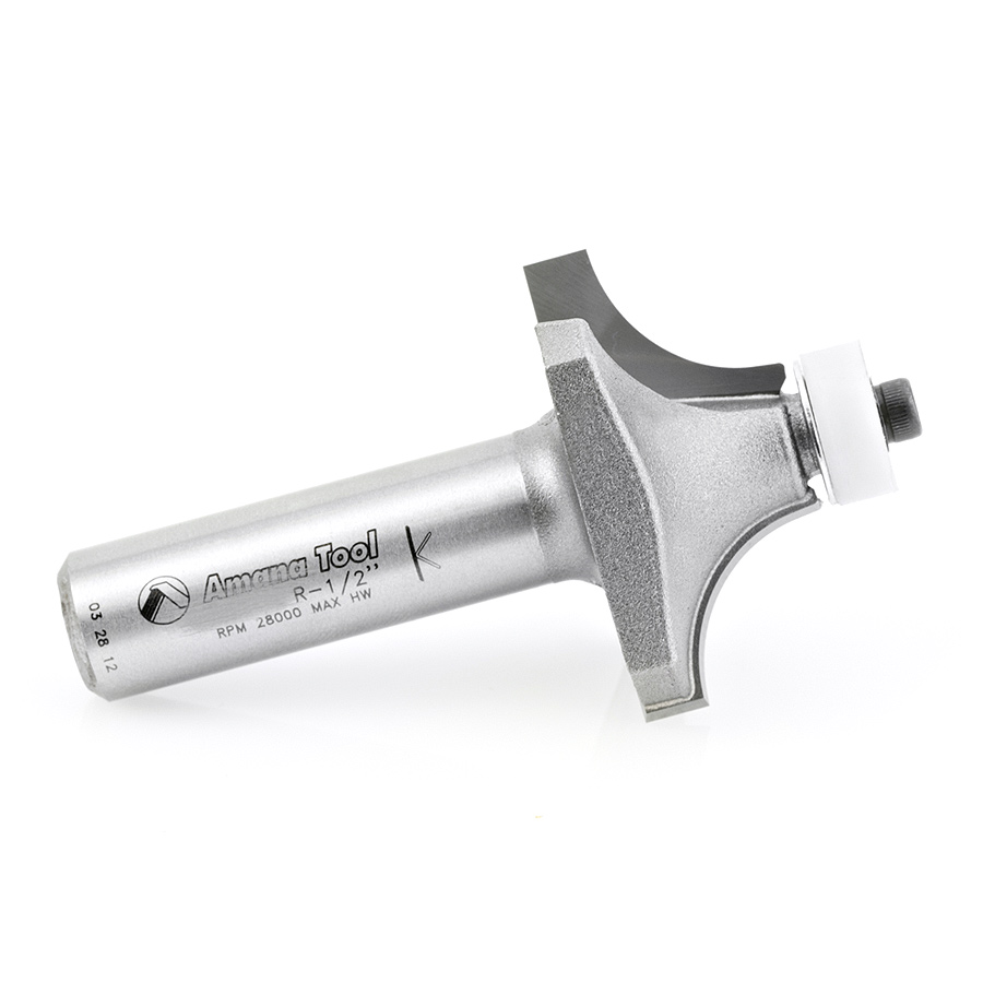 Amana 57139 Carbide Tipped Corner Rounding with Ultra-Glide Ball Bearing Guide Solid Surface 1-1/2 Dia x 3/4 x 1/2 Radius x 1/2 Inch Shank