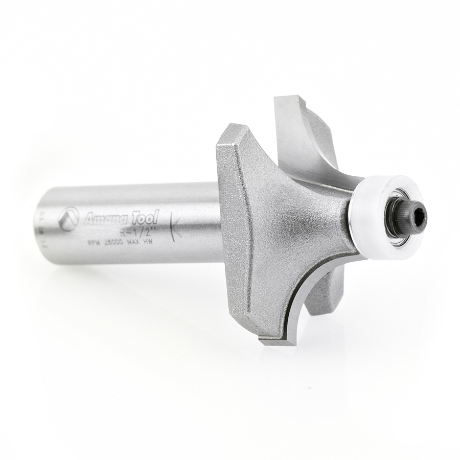 Amana 57139 Carbide Tipped Corner Rounding with Ultra-Glide Ball Bearing Guide Solid Surface 1-1/2 Dia x 3/4 x 1/2 Radius x 1/2 Inch Shank
