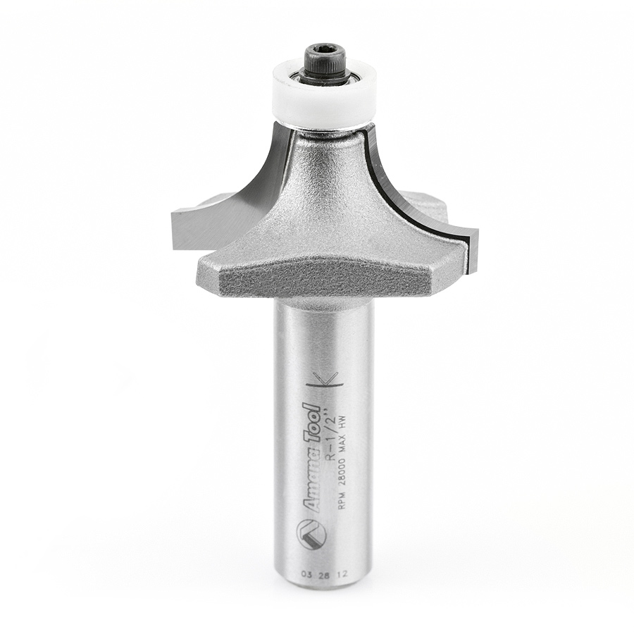 Amana 57139 Carbide Tipped Corner Rounding with Ultra-Glide Ball Bearing Guide Solid Surface 1-1/2 Dia x 3/4 x 1/2 Radius x 1/2 Inch Shank