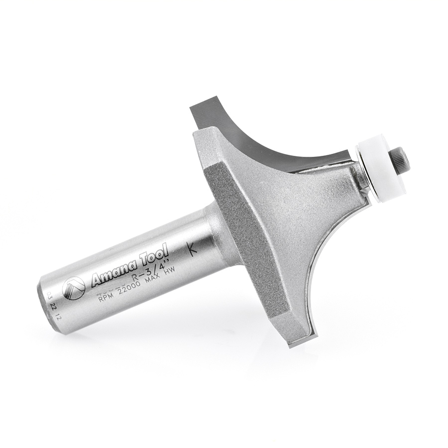Amana 57141 Carbide Tipped Corner Rounding with Ultra-Glide Ball Bearing Guide Solid Surface 2 Dia x 1 Inch x 3/4 Radius x 1/2 Shank