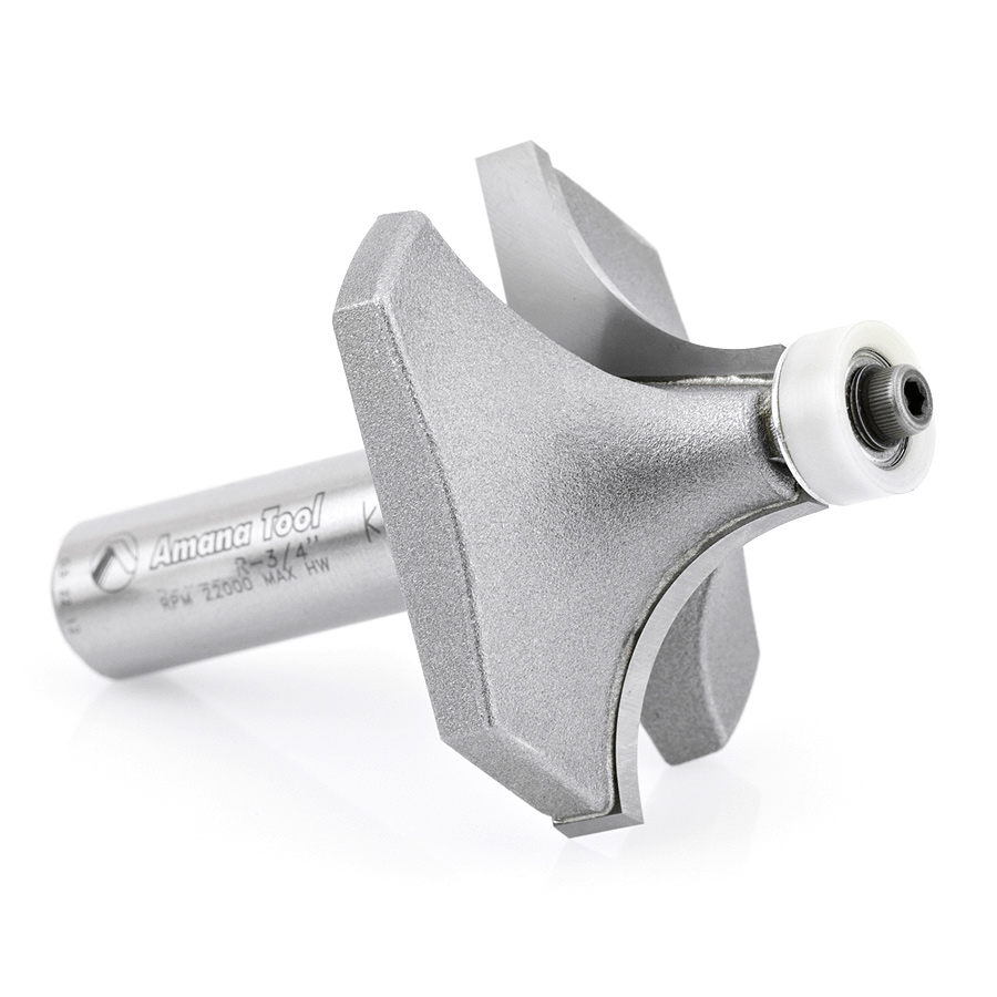 Amana 57141 Carbide Tipped Corner Rounding with Ultra-Glide Ball Bearing Guide Solid Surface 2 Dia x 1 Inch x 3/4 Radius x 1/2 Shank