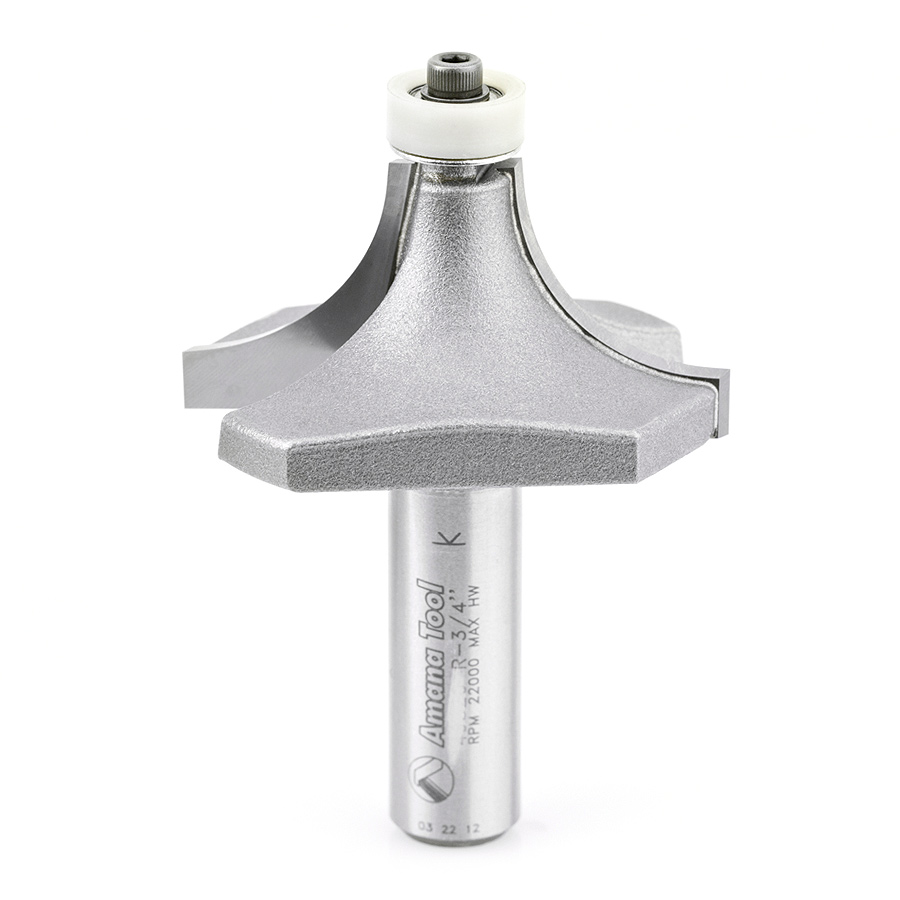 Amana 57141 Carbide Tipped Corner Rounding with Ultra-Glide Ball Bearing Guide Solid Surface 2 Dia x 1 Inch x 3/4 Radius x 1/2 Shank