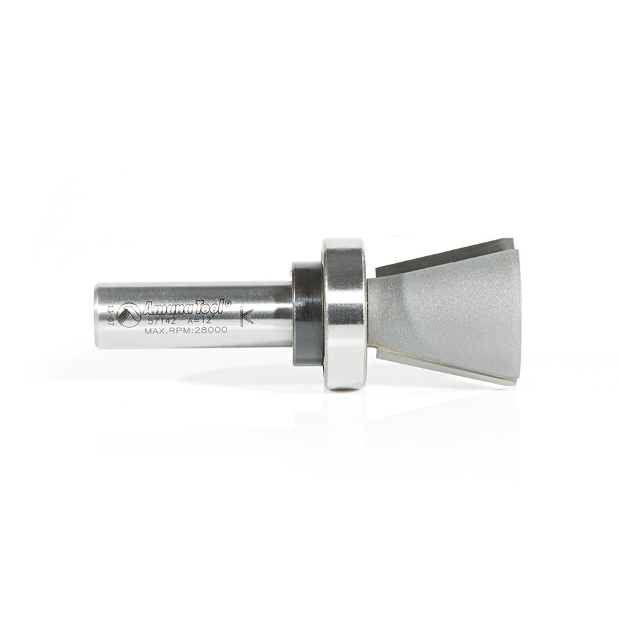 Amana 57142 Carbide Tipped Solid Surface Top Mount Bowl 14 Deg Angle x 1-1/8 Inch Dia x 1 x 1/2 Shank Router Bit