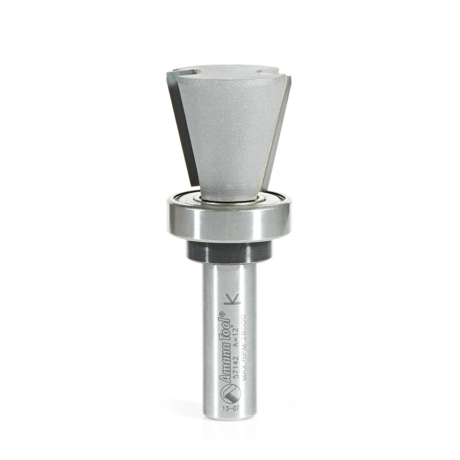 Amana 57142 Carbide Tipped Solid Surface Top Mount Bowl 14 Deg Angle x 1-1/8 Inch Dia x 1 x 1/2 Shank Router Bit