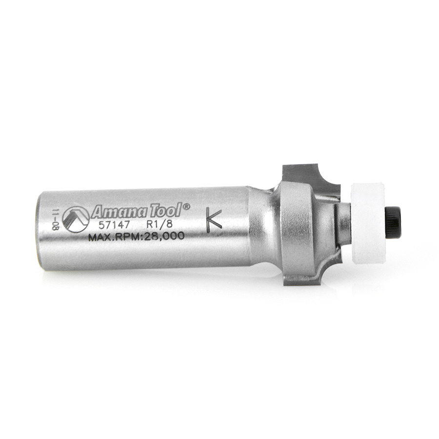 Amana 57147 Carbide Tipped Corner Rounding with Ultra-Glide Ball Bearing Guide Solid Surface 3/4 Dia x 3/8 x 1/4 Radius x 1/2 Inch Shank