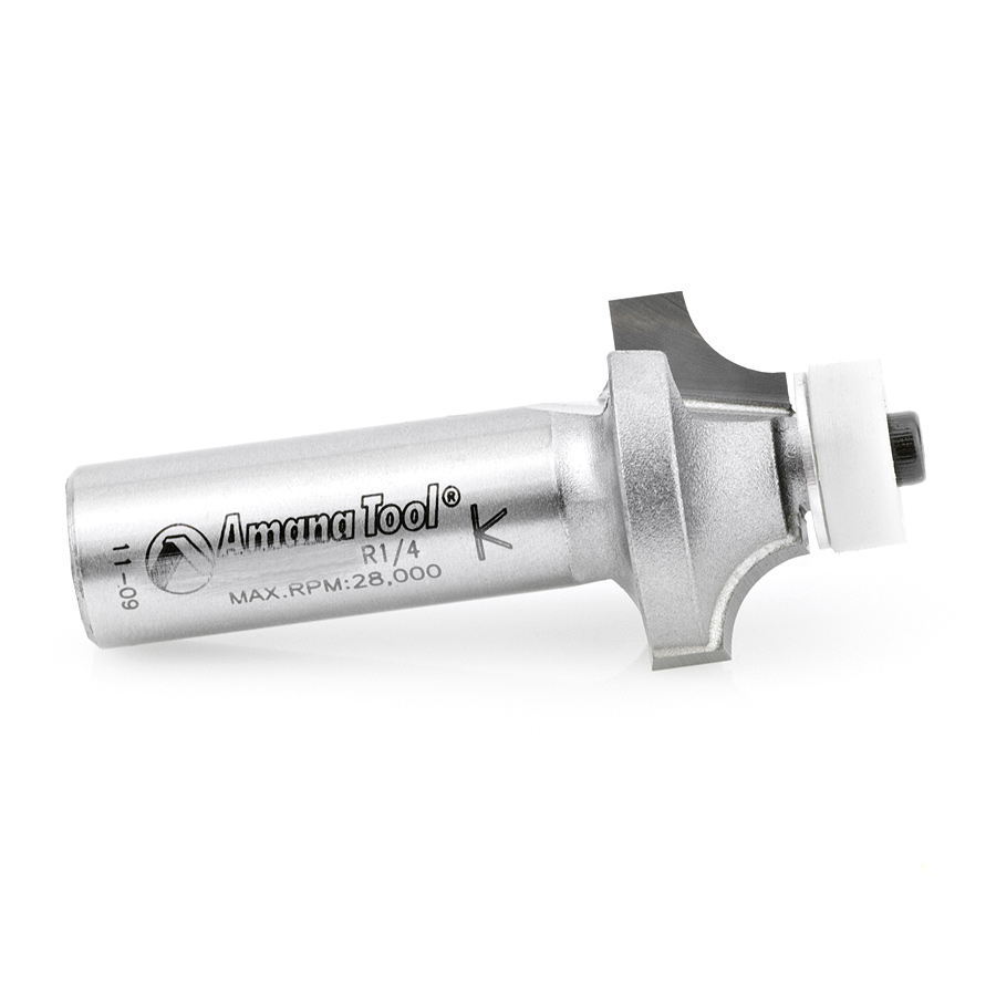 Amana 57149 Carbide Tipped Corner Rounding with Ultra-Glide Ball Bearing Guide Solid Surface 1 Inch Dia x 1/2 x 1/4 Radius x 1/2 Shank