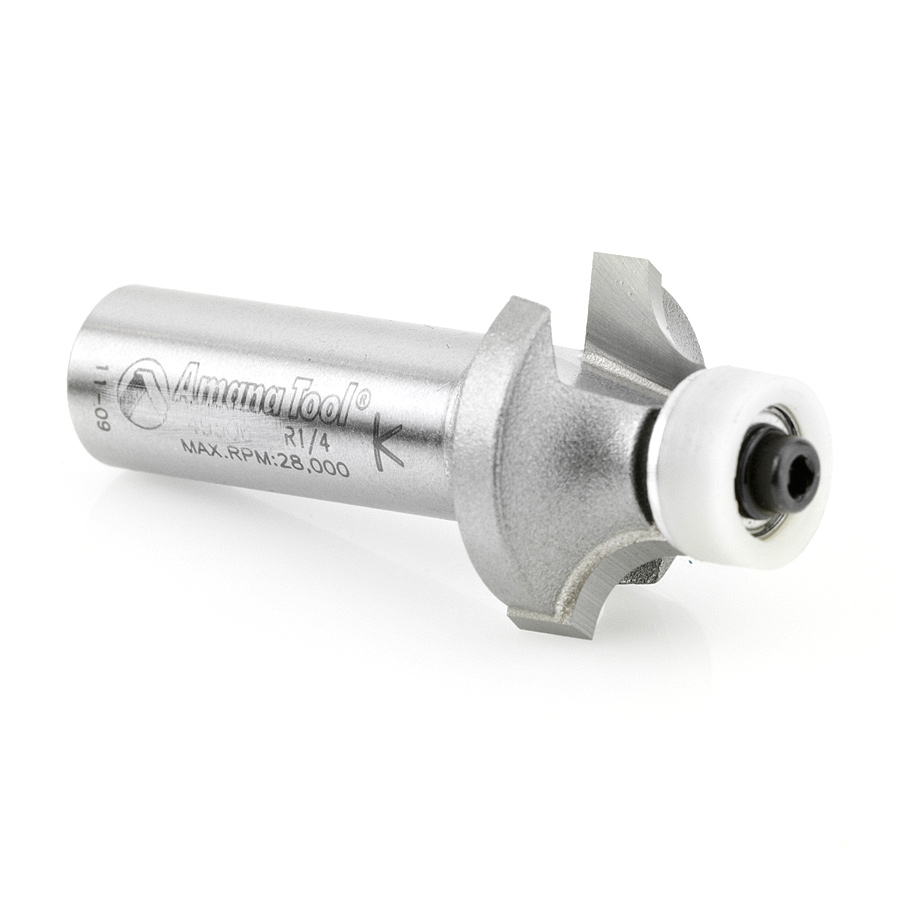 Amana 57149 Carbide Tipped Corner Rounding with Ultra-Glide Ball Bearing Guide Solid Surface 1 Inch Dia x 1/2 x 1/4 Radius x 1/2 Shank