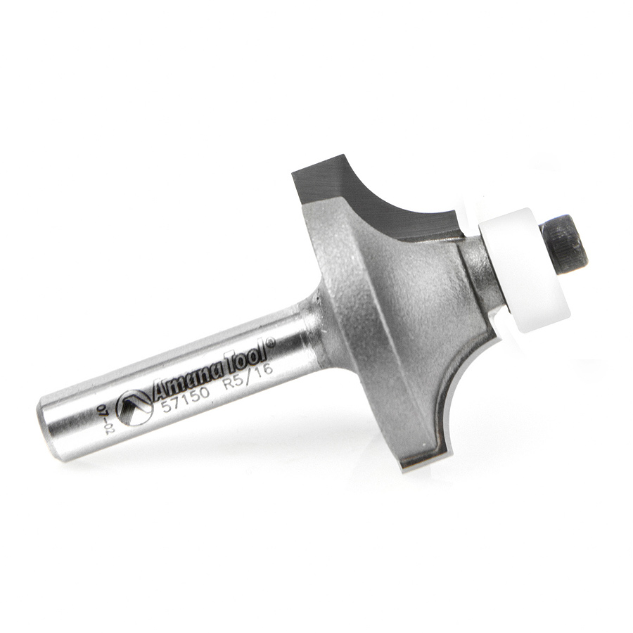 Amana 57150 Carbide Tipped Corner Rounding with Ultra-Glide Ball Bearing Guide Solid Surface 1-1/8 Dia x 1/2 x 5/16 Radius x 1/4 Inch Shank