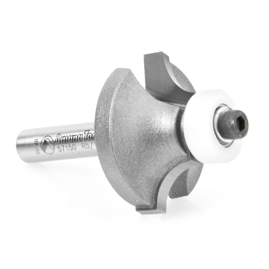 Amana 57150 Carbide Tipped Corner Rounding with Ultra-Glide Ball Bearing Guide Solid Surface 1-1/8 Dia x 1/2 x 5/16 Radius x 1/4 Inch Shank