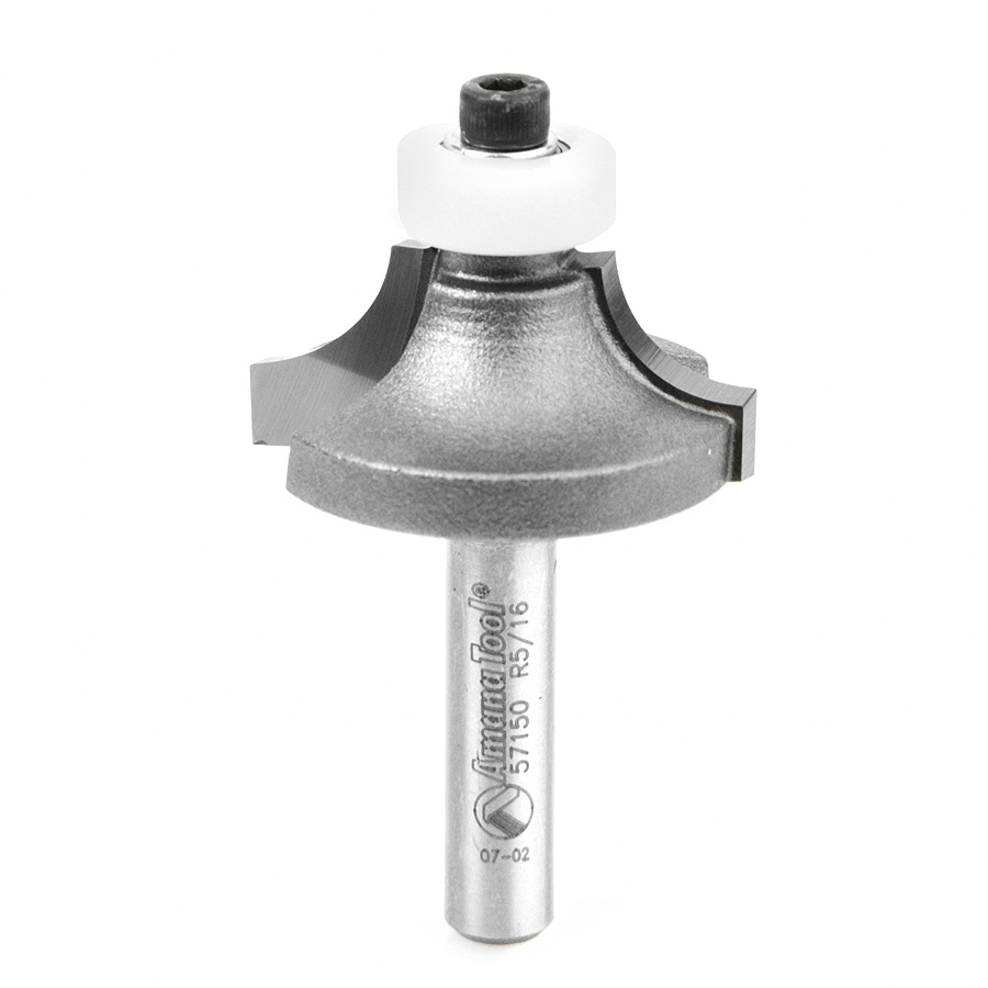 Amana 57150 Carbide Tipped Corner Rounding with Ultra-Glide Ball Bearing Guide Solid Surface 1-1/8 Dia x 1/2 x 5/16 Radius x 1/4 Inch Shank