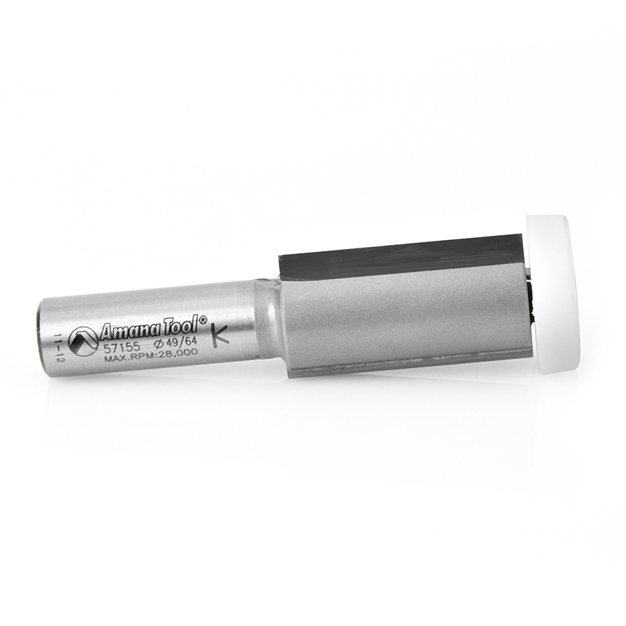 Amana 57155 Carbide Tipped Sink and Trim with Ultra-Glide Ball Bearing Guide Solid Surface 49/64 Dia x 1-1/2 x 5 Deg x 1/2 Inch Shank