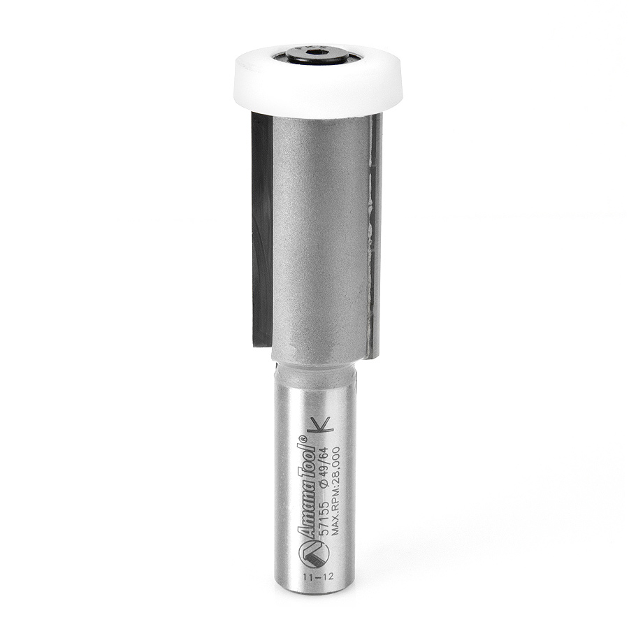 Amana 57155 Carbide Tipped Sink and Trim with Ultra-Glide Ball Bearing Guide Solid Surface 49/64 Dia x 1-1/2 x 5 Deg x 1/2 Inch Shank