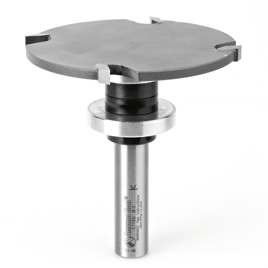 Amana 57165 Carbide Tipped 4 Wing Cut Out Solid Surface 3 Dia x 3/16 x 1/2 Inch Shank x 27/32 Depth of Cut
