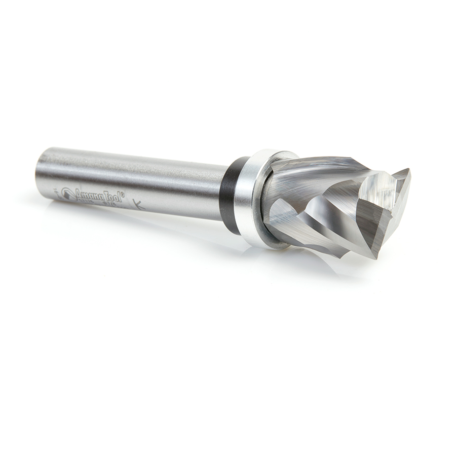Amana 57176 Solid Carbide (Brazed To Steel Shank) Spiral Pattern/Plunge Compression 7/8 Dia x 1-9/64 x 1/2 Inch Shank With Upper Ball Bearing