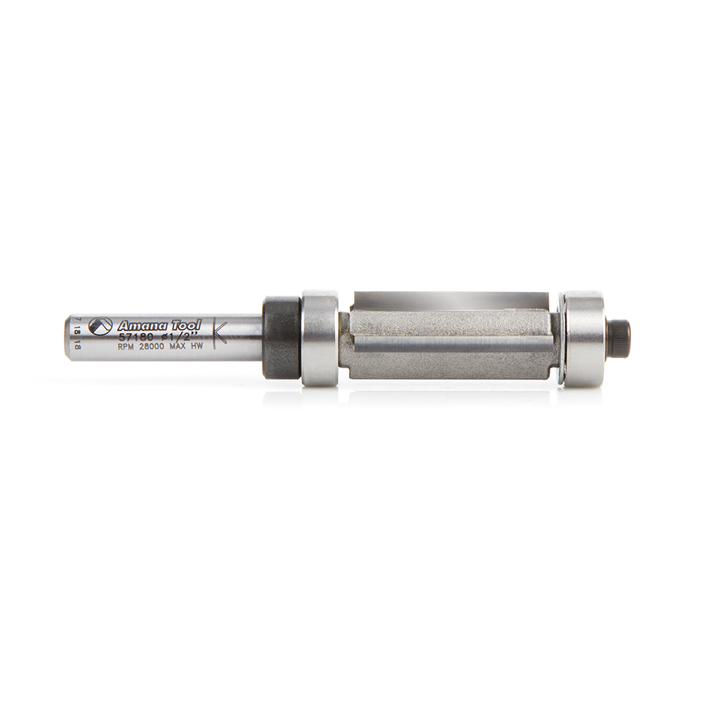 Amana 57180 Carbide Tipped Multi-Trimmer 1/2 Dia x 1 Inch x 1/4 Shank x 3-Flute