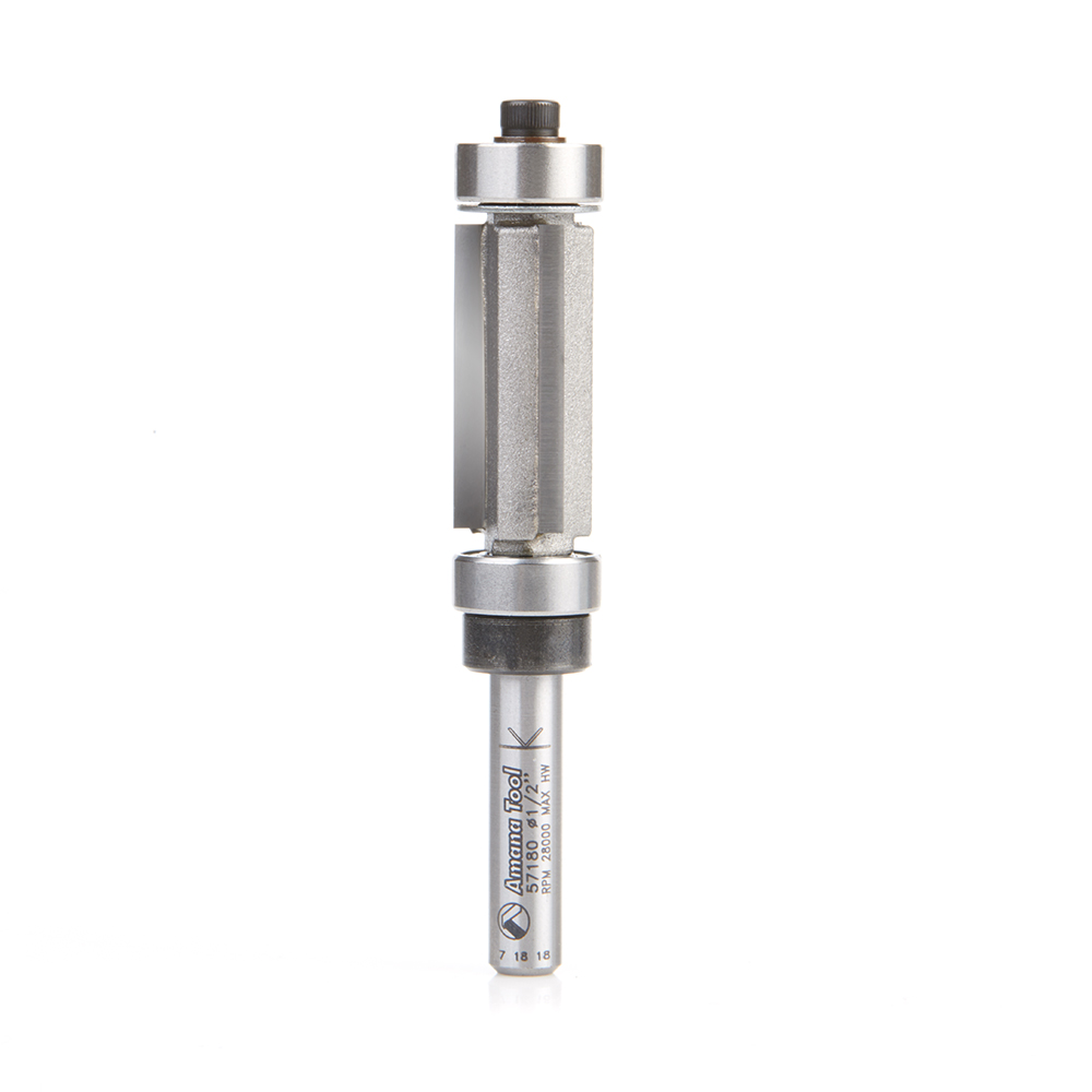 Amana 57180 Carbide Tipped Multi-Trimmer 1/2 Dia x 1 Inch x 1/4 Shank x 3-Flute