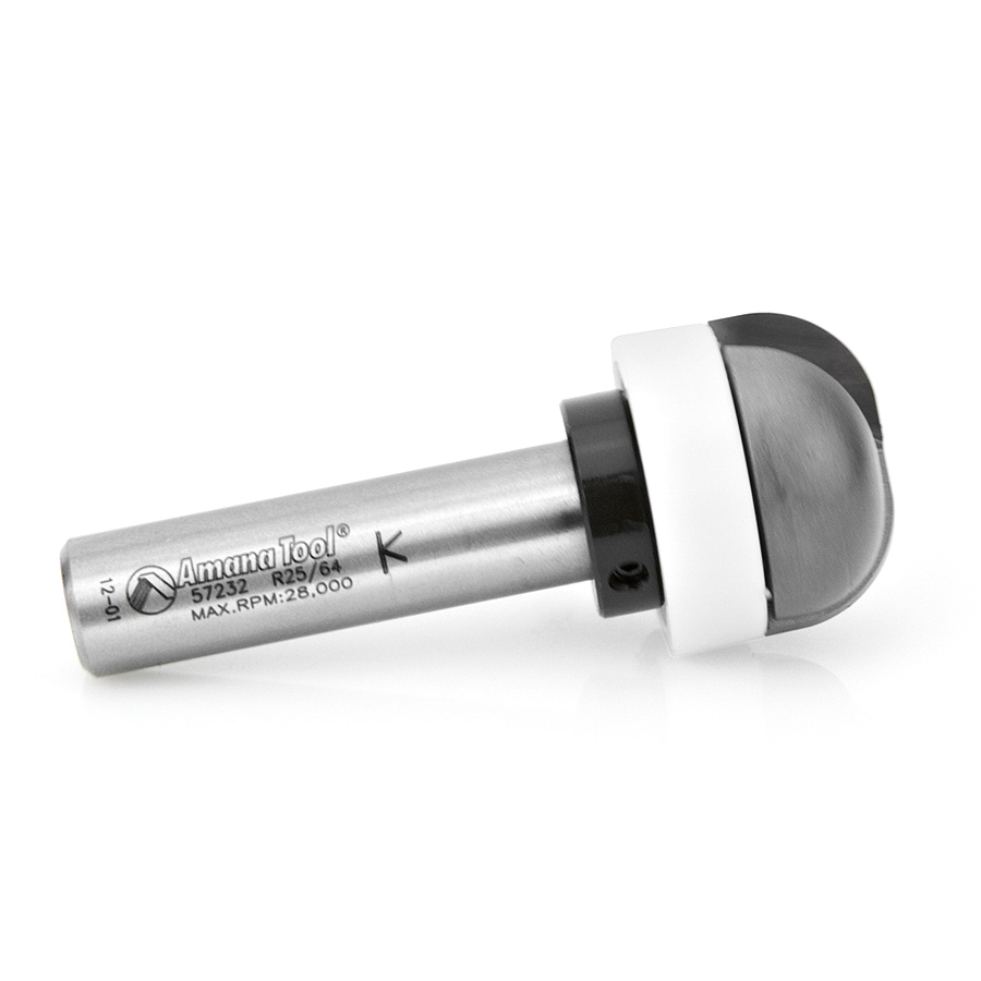 Amana 57232 Carbide Tipped Cove and Backsplash with Ultra-Glide Radius Bearing Guide Solid Surface 1-1/8 Dia x 1/2 x 3/8 Radius x 1/2 Inch Shank
