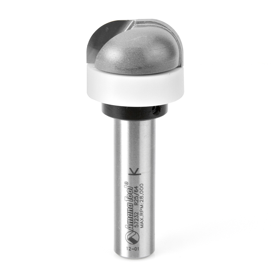 Amana 57232 Carbide Tipped Cove and Backsplash with Ultra-Glide Radius Bearing Guide Solid Surface 1-1/8 Dia x 1/2 x 3/8 Radius x 1/2 Inch Shank