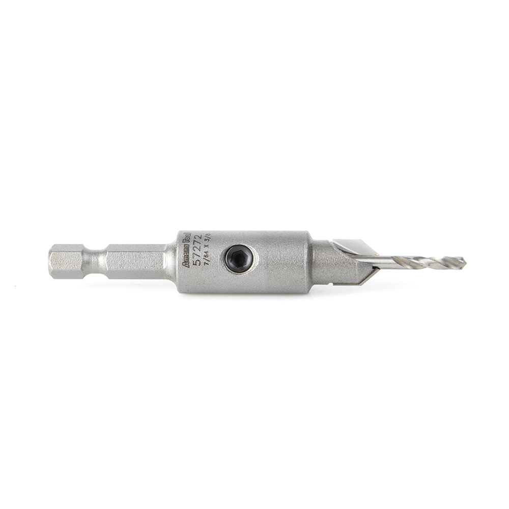 Amana 57272 Replacement Carbide Tipped Countersink with Slow Spiral HSS M2 Drill for #6 Size Screw 3/8 Drill Dia x 1/4 Hex Shank for #55241 Adjustable No-Thrust Countersink
