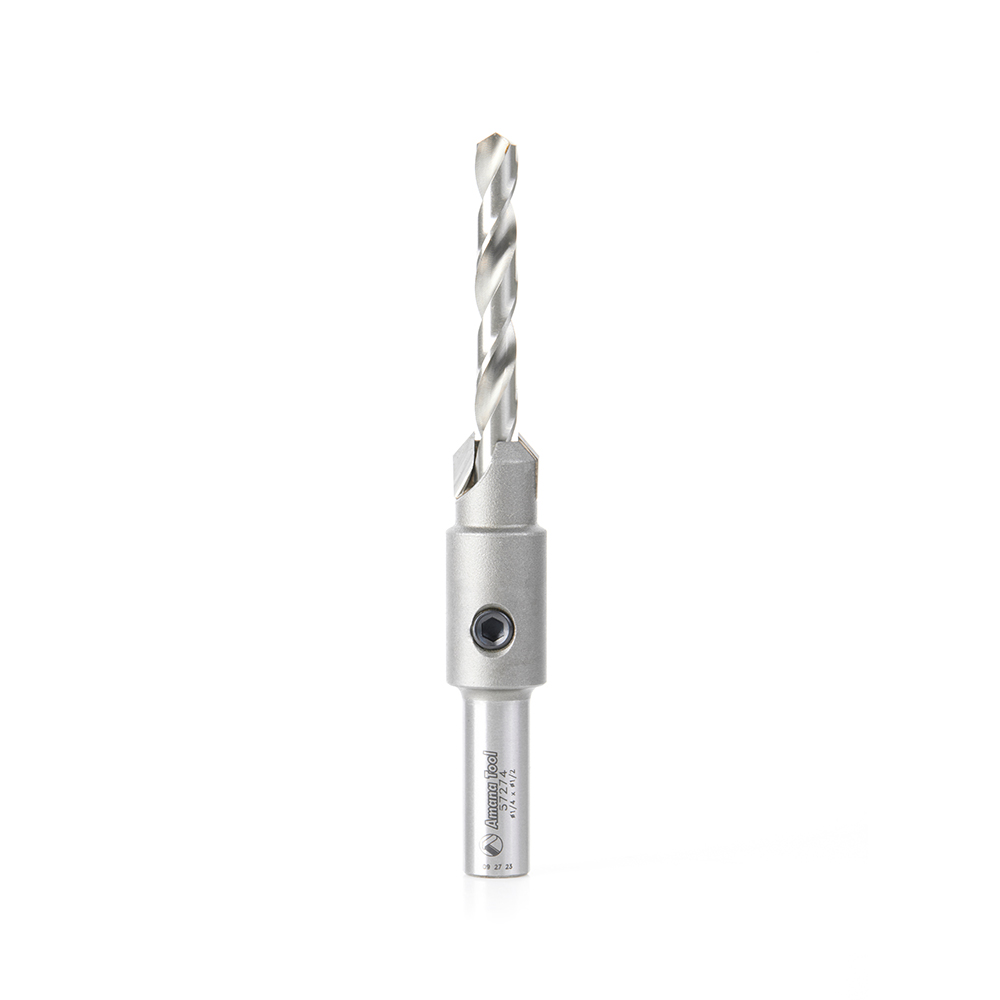 Amana 57274 Replacement Carbide Tipped Countersink with Slow Spiral HSS M2 Drill for #14 Size Screw 1/2 Drill Dia x 10mm Round Shank for #55244 Adjustable No-Thrust Countersink