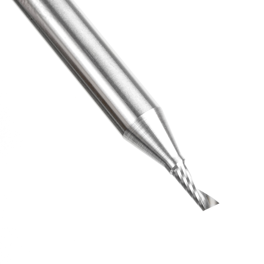 Amana 57301 Metric Solid Carbide CNC Spiral 'O' Single Flute, Aluminum Cutting 2.5mm Dia x 6mm x 6mm Shank x 64mm Long Up-Cut Router Bit