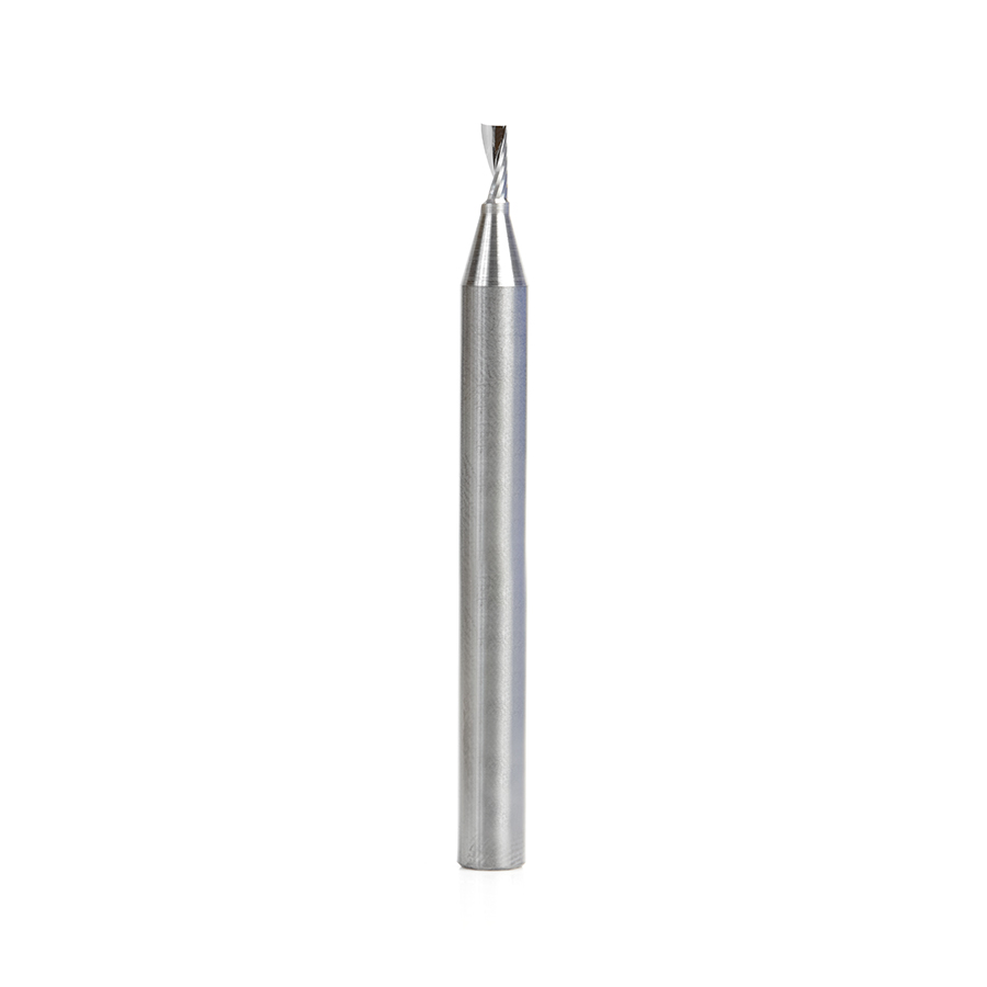 Amana 57301 Metric Solid Carbide CNC Spiral 'O' Single Flute, Aluminum Cutting 2.5mm Dia x 6mm x 6mm Shank x 64mm Long Up-Cut Router Bit