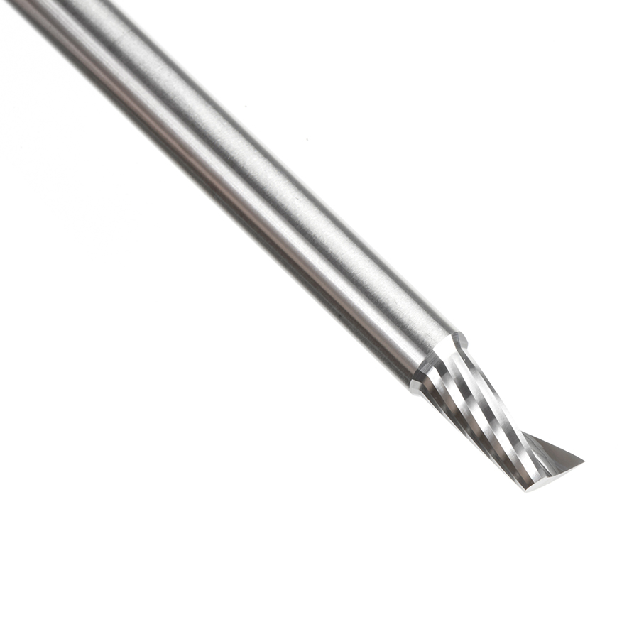 Amana 57303 Metric Solid Carbide CNC Spiral 'O' Single Flute, Aluminum Cutting 4mm Dia x 8mm x 4mm Shank x 66mm Long Up-Cut Router Bit
