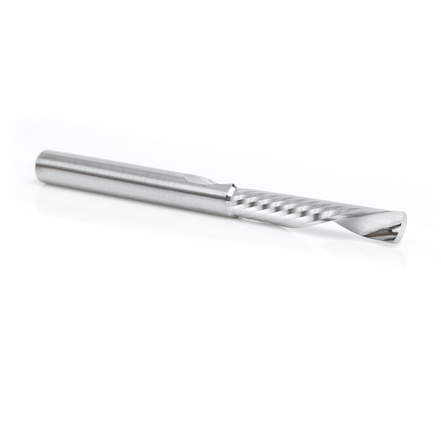 Amana 57308 Solid Carbide CNC Spiral 'O' Flute, Aluminum Cutting 6mm Dia x 32mm x 6mm Shank x 76mm Long Down-Cut Router Bit