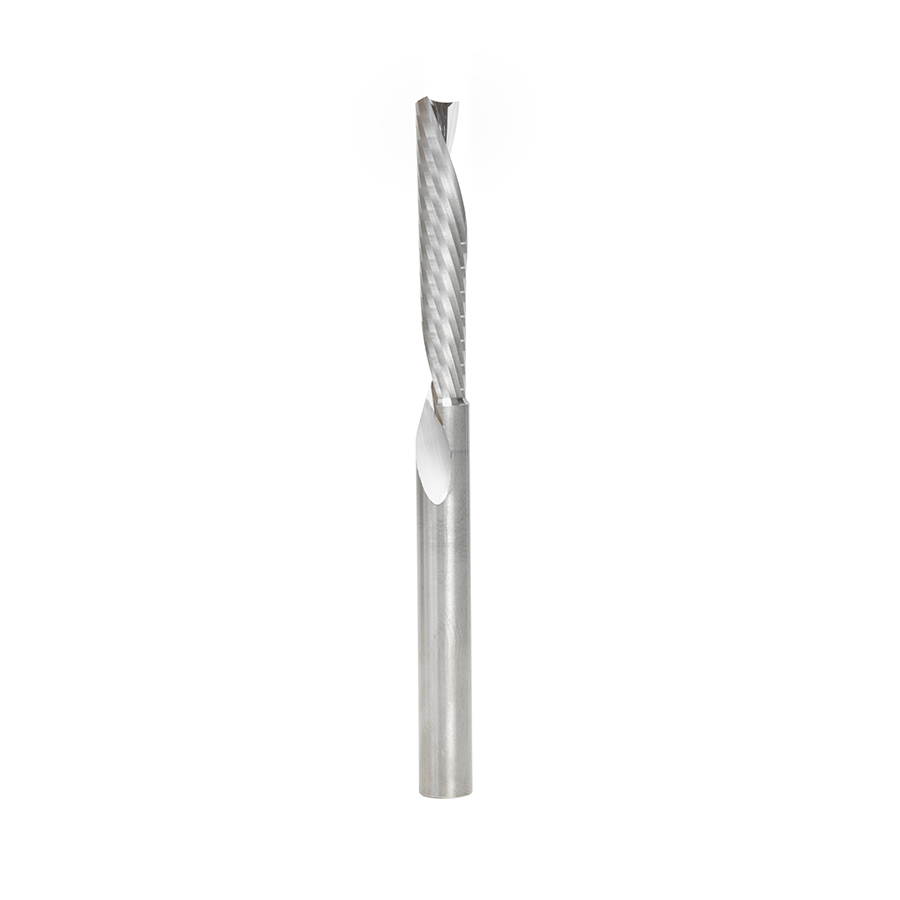 Amana 57308 Solid Carbide CNC Spiral 'O' Flute, Aluminum Cutting 6mm Dia x 32mm x 6mm Shank x 76mm Long Down-Cut Router Bit