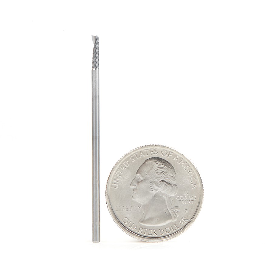 Amana 57310 Metric Solid Carbide CNC Spiral 'O' Single Flute, Plastic Cutting 2mm Dia x 8mm x 2mm Shank x 50mm Long Up-Cut Router Bit
