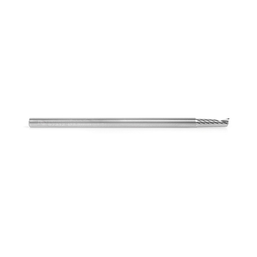 Amana 57312 Metric Solid Carbide CNC Spiral 'O' Single Flute, Plastic Cutting 2.5mm Dia x 8mm x 2.5mm Shank x 50mm Long Up-Cut Router Bit