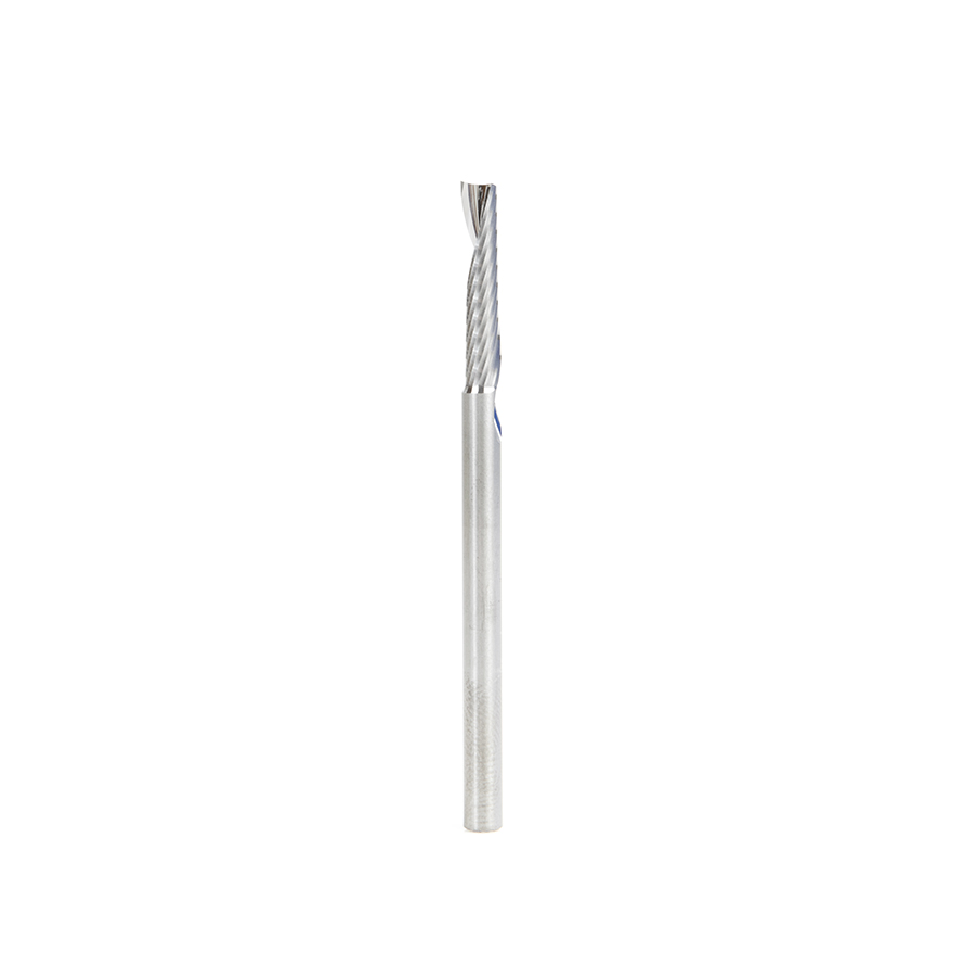 Amana 57318 Metric Solid Carbide CNC Spiral 'O' Single Flute, Plastic Cutting 4mm Dia x 20mm x 4mm Shank x 64mm Long Up-Cut Router Bit