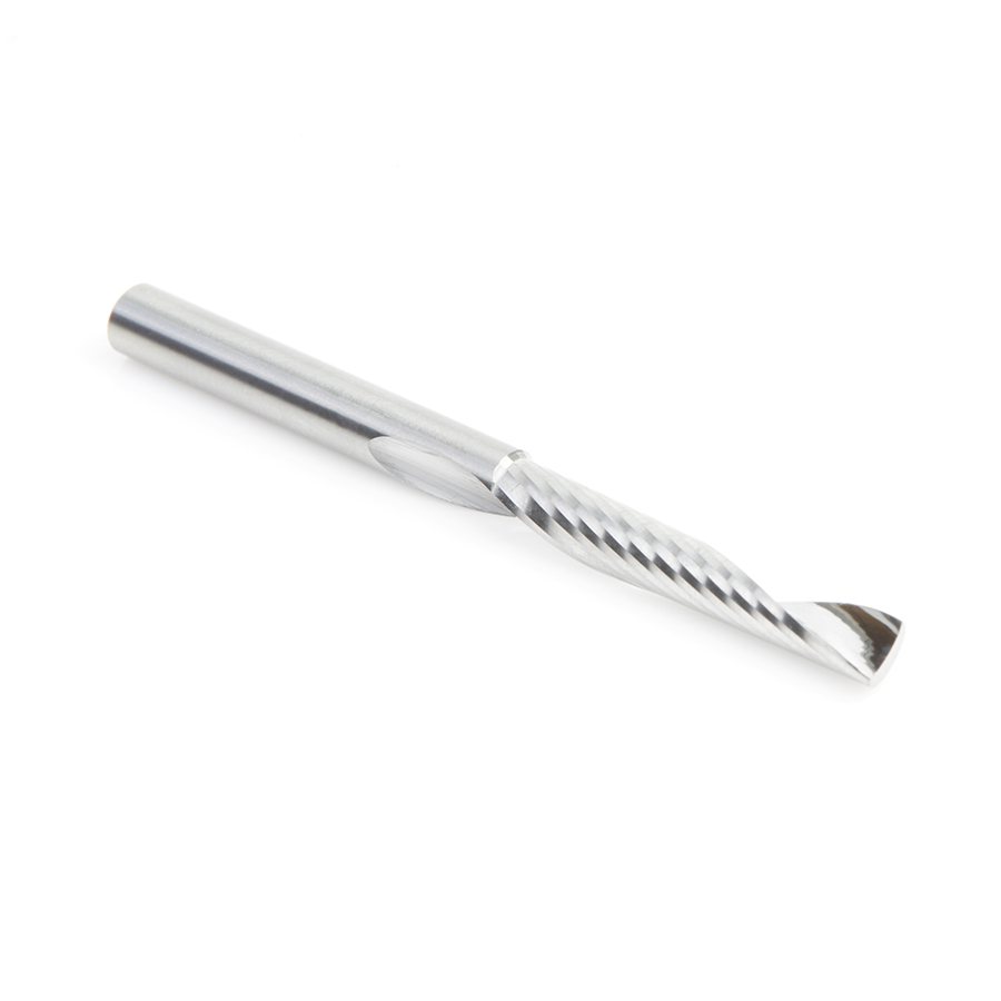 Amana 57322 Metric Solid Carbide CNC Spiral 'O' Single Flute, Plastic Cutting 5mm Dia x 30mm x 5mm Shank x 64mm Long Up-Cut Router Bit