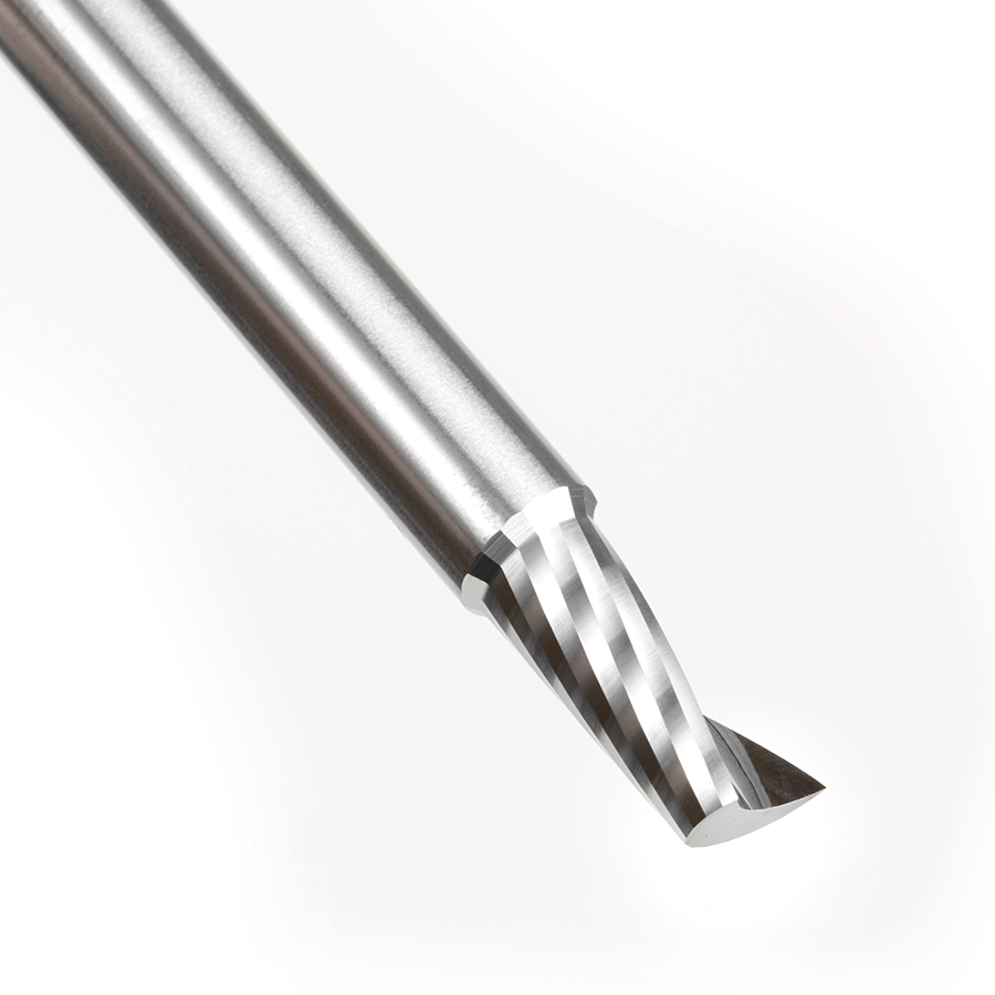 Amana 57324 Metric Solid Carbide CNC Spiral 'O' Single Flute, Plastic Cutting 6mm Dia x 12mm x 6mm Shank x 64mm Long Up-Cut Router Bit