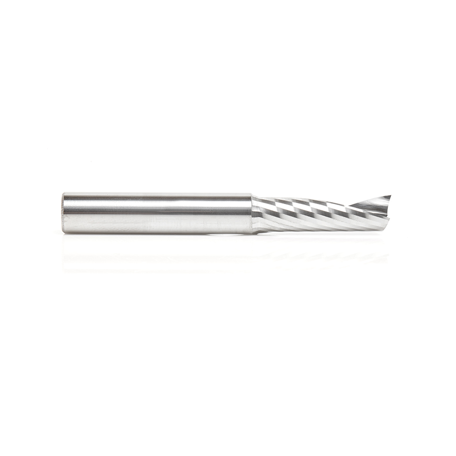 Amana 57325 Metric Solid Carbide CNC Spiral 'O' Single Flute, Plastic Cutting 8mm Dia x 25mm x 8mm Shank x 64mm Long Up-Cut Router Bit
