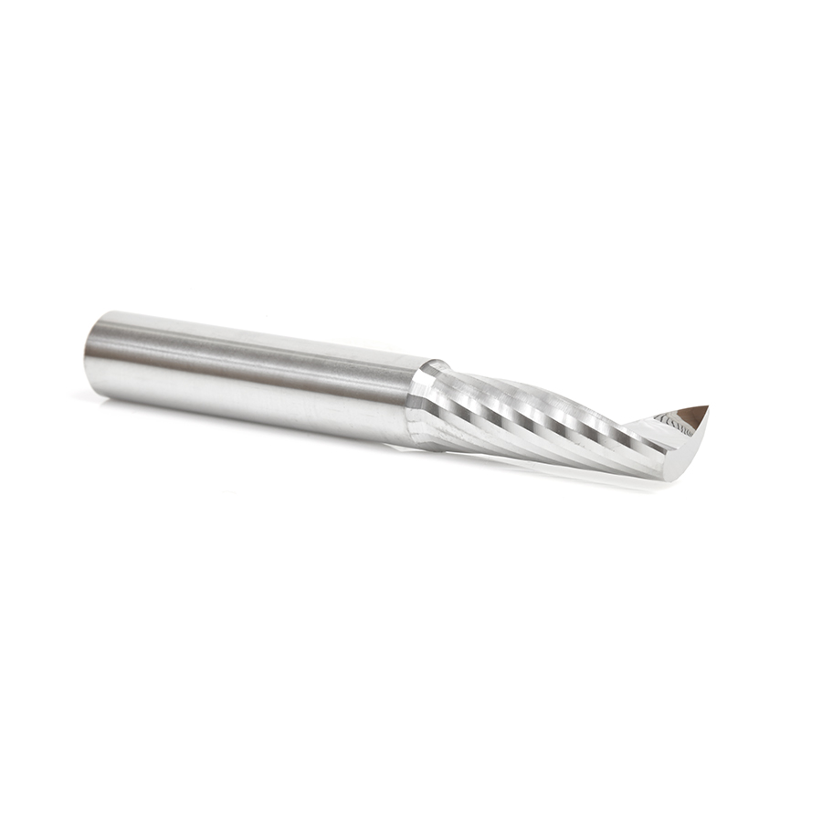 Amana 57325 Metric Solid Carbide CNC Spiral 'O' Single Flute, Plastic Cutting 8mm Dia x 25mm x 8mm Shank x 64mm Long Up-Cut Router Bit