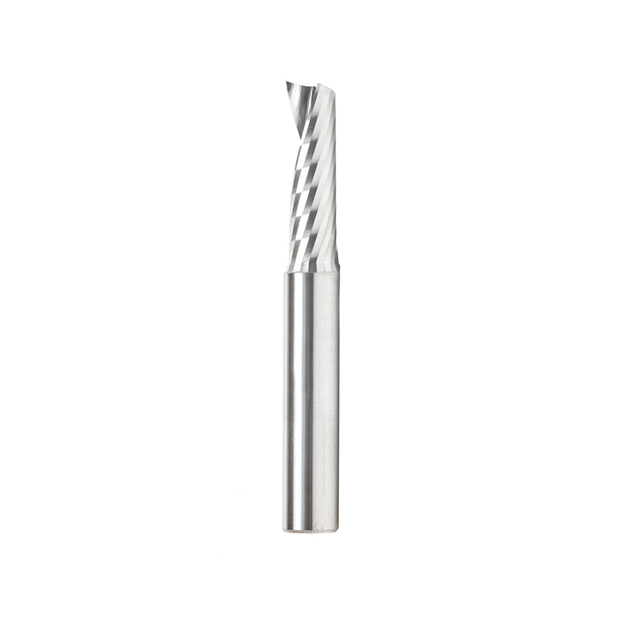 Amana 57325 Metric Solid Carbide CNC Spiral 'O' Single Flute, Plastic Cutting 8mm Dia x 25mm x 8mm Shank x 64mm Long Up-Cut Router Bit