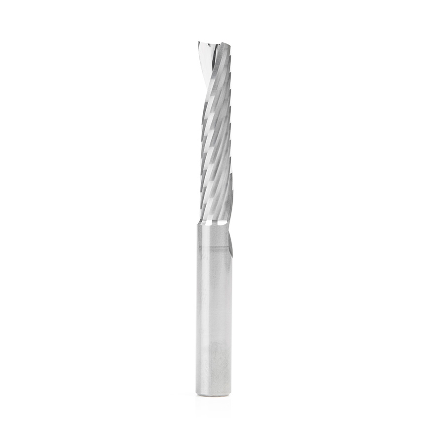 Amana 57326 Metric Solid Carbide CNC Spiral 'O' Single Flute, Plastic Cutting 8mm Dia x 38mm x 8mm Shank x 76mm Long Up-Cut Router Bit