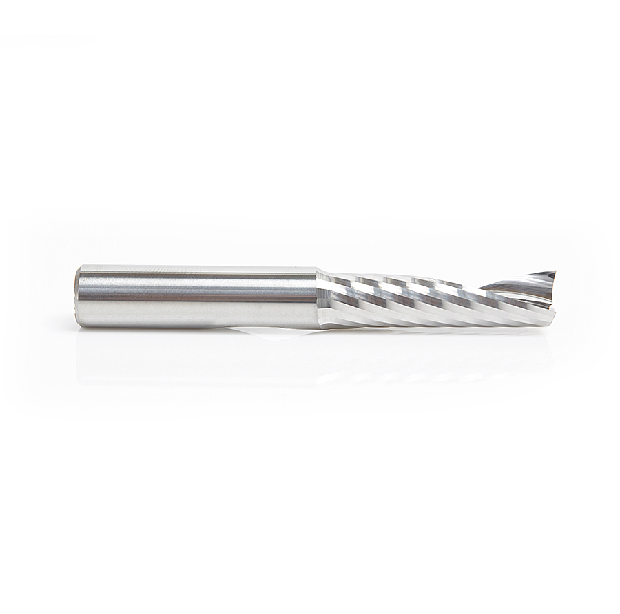 Amana 57328 Metric Solid Carbide CNC Spiral 'O' Single Flute, Plastic Cutting 10mm Dia x 35mm x 10mm Shank x 76mm Long Up-Cut Router Bits