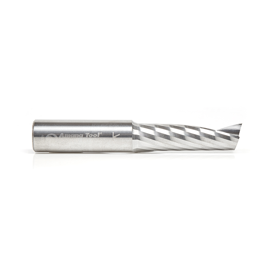 Amana 57329 Metric Solid Carbide CNC Spiral 'O' Single Flute, Plastic Cutting 12mm Dia x 38mm x 12mm Shank x 76mm Long Up-Cut Router Bit