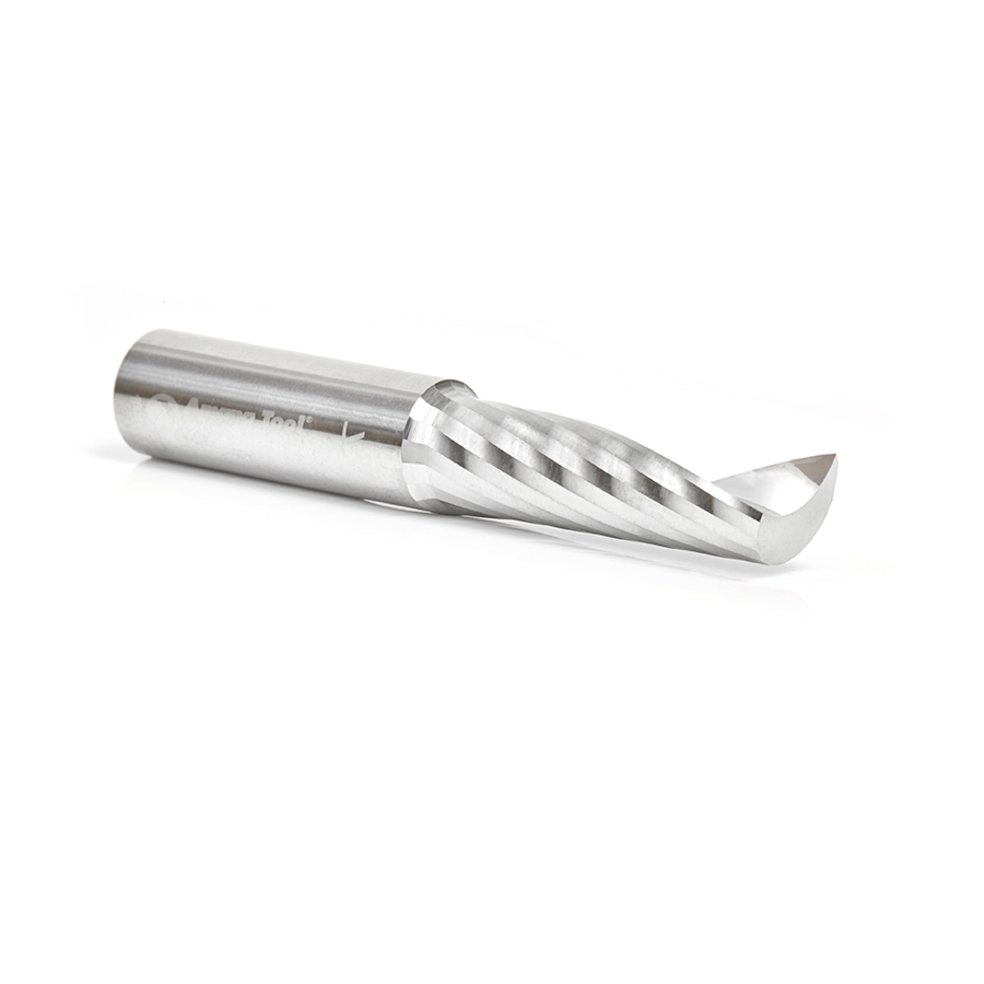 Amana 57329 Metric Solid Carbide CNC Spiral 'O' Single Flute, Plastic Cutting 12mm Dia x 38mm x 12mm Shank x 76mm Long Up-Cut Router Bit