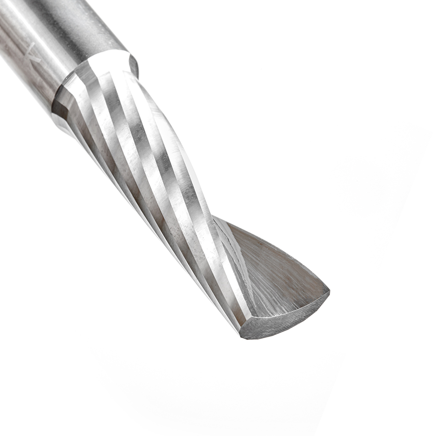 Amana 57329 Metric Solid Carbide CNC Spiral 'O' Single Flute, Plastic Cutting 12mm Dia x 38mm x 12mm Shank x 76mm Long Up-Cut Router Bit