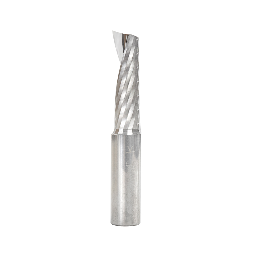 Amana 57329 Metric Solid Carbide CNC Spiral 'O' Single Flute, Plastic Cutting 12mm Dia x 38mm x 12mm Shank x 76mm Long Up-Cut Router Bit