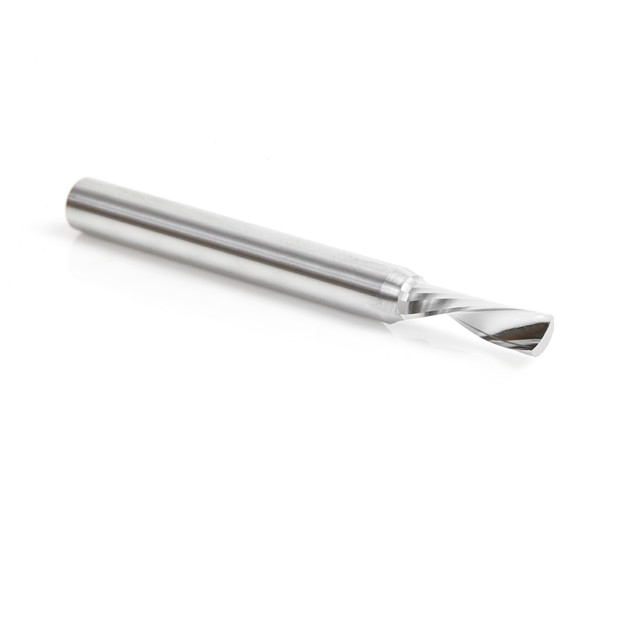 Amana 57332 Metric Solid Carbide CNC Spiral 'O' Single Flute, Plastic Cutting 5mm Dia x 16mm x 6mm Shank x 64mm Long Down-Cut Router Bit