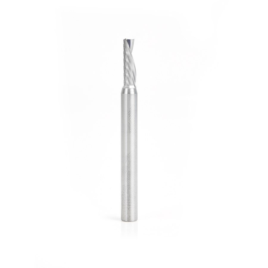 Amana 57332 Metric Solid Carbide CNC Spiral 'O' Single Flute, Plastic Cutting 5mm Dia x 16mm x 6mm Shank x 64mm Long Down-Cut Router Bit